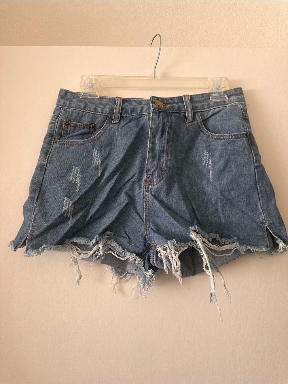 Denim Distressed High-Waist Women’s Shorts - Blue